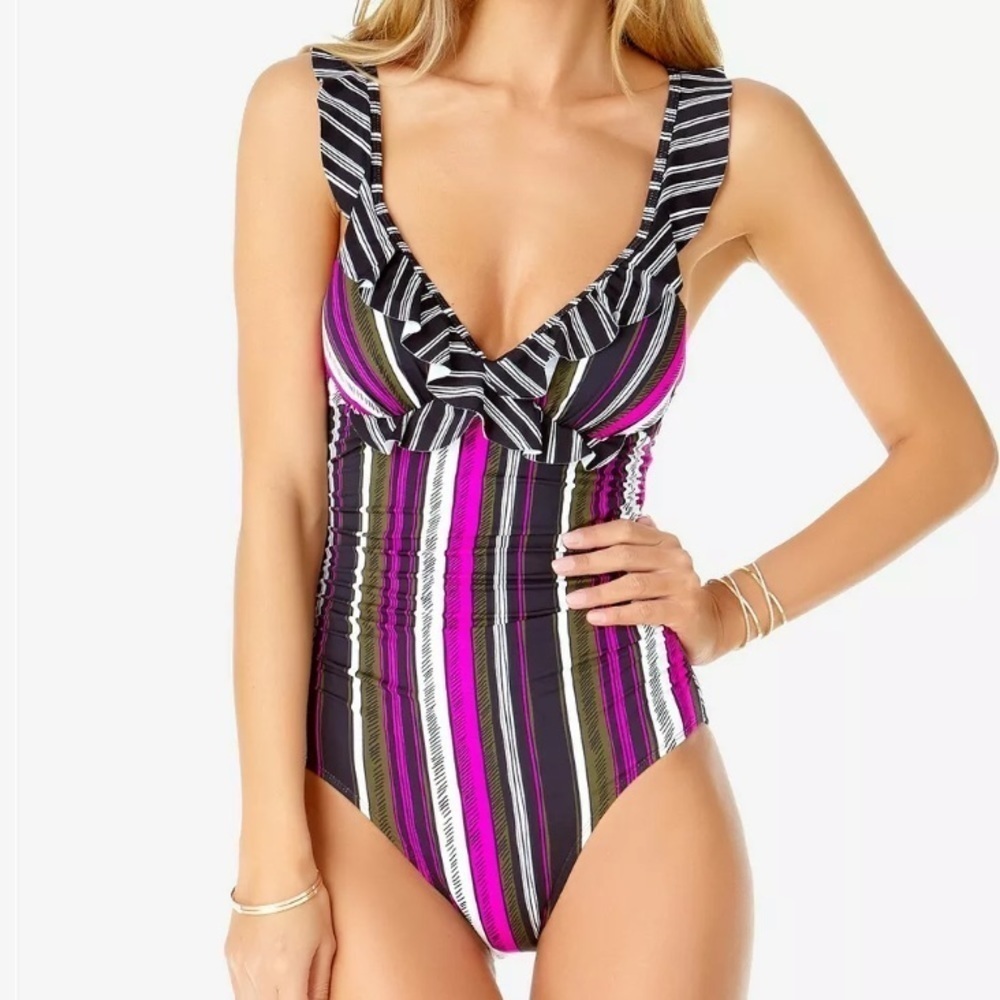 ANNE Cole Ruffled One Piece Swimsuit